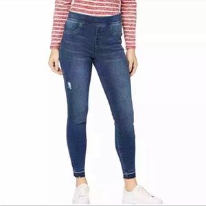 SPANXS Distressed high rise ankle length denim leggings